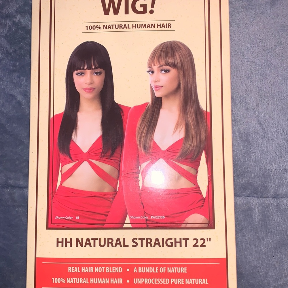 Natural Straight Human Hair Wig 22”